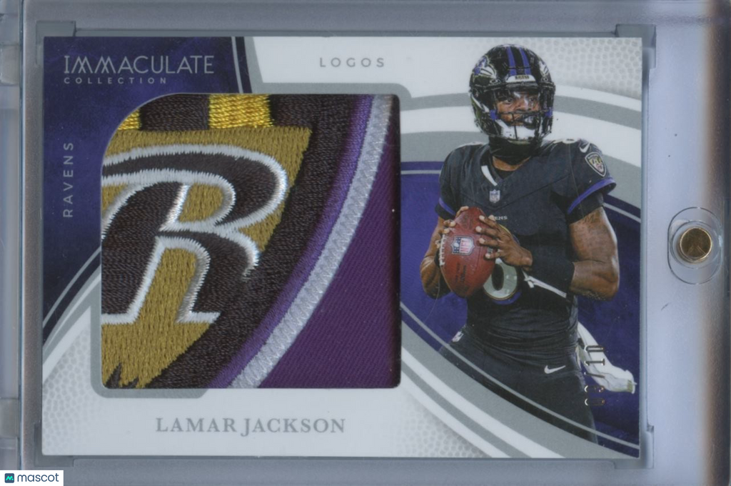 Lamar Jackson 2025 Immaculate LOGO Patch Baltimore Ravens 9/10