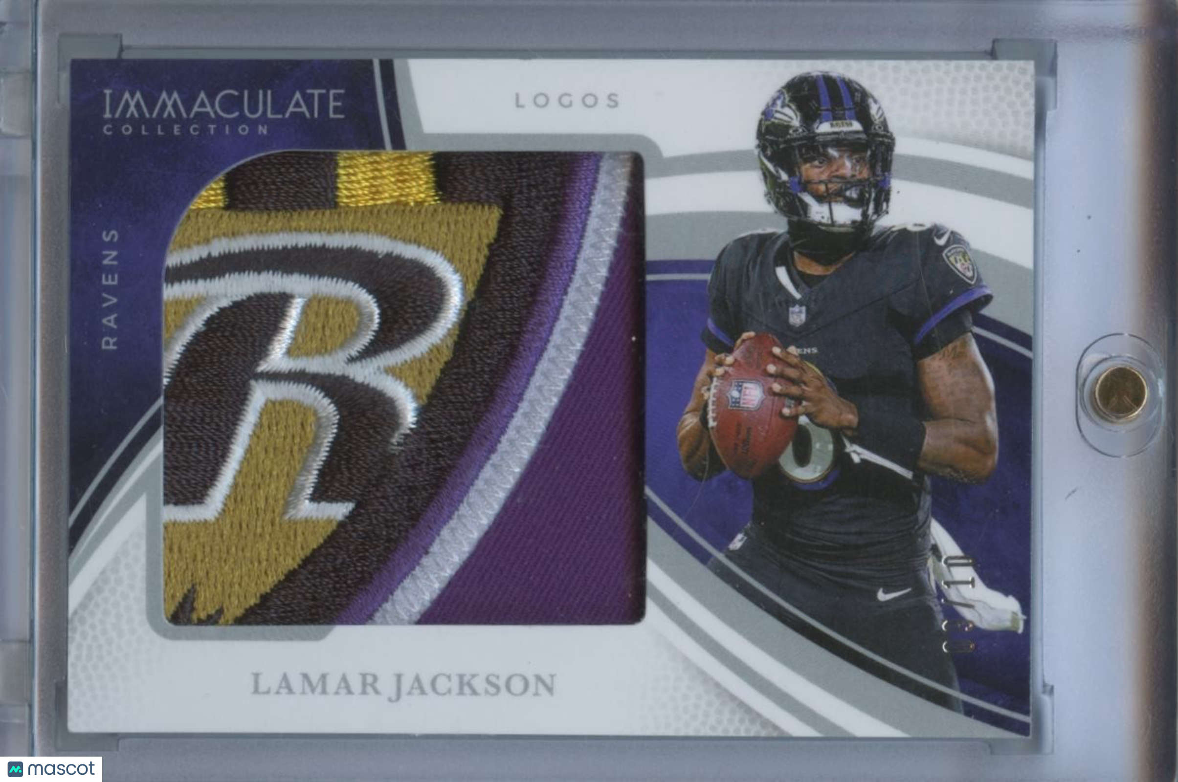 Lamar Jackson 2025 Immaculate LOGO Patch Baltimore Ravens 9/10