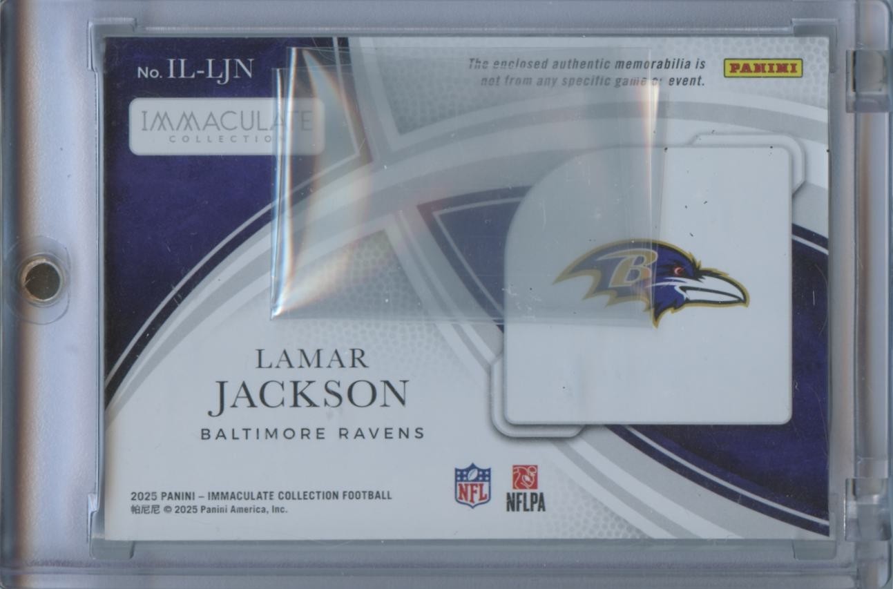 Lamar Jackson 2025 Immaculate LOGO Patch Baltimore Ravens 9/10