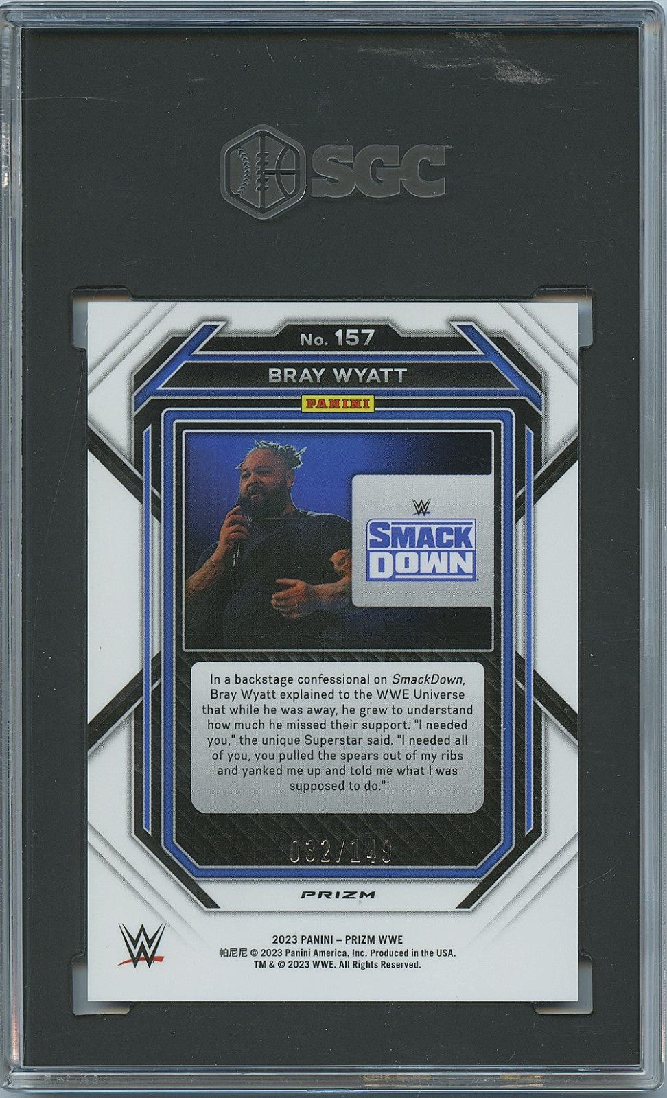 Bray Wyatt 2023 Prizm Purple Prizm WWE Wrestling 32/149 #157 SGC 9