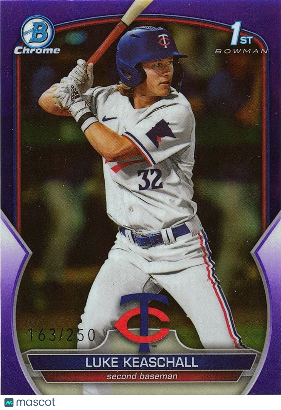 Luke Keaschall 2023 Bowman Chrome 1st Purple Refractor RC Twins 163/250
