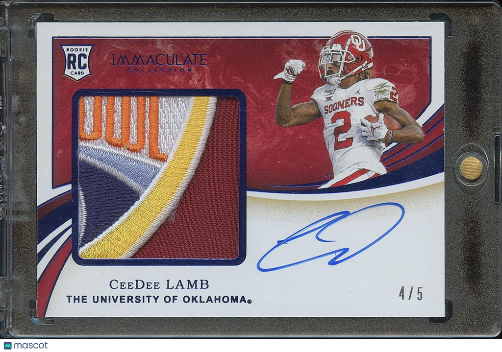 Ceedee Lamb 2020 Immaculate Auto Autograph LOGO Patch RC OU Sooners 4/5