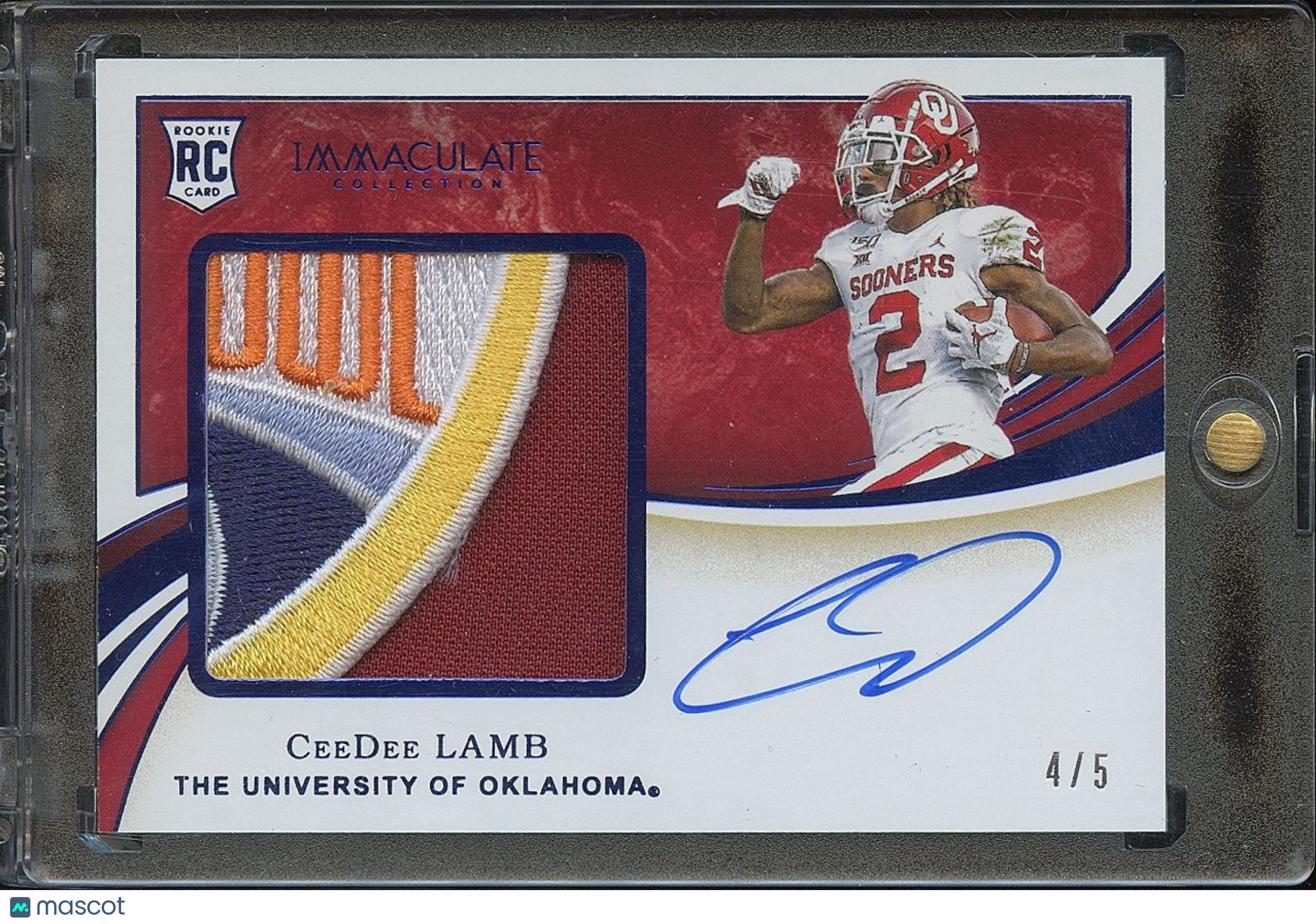 Ceedee Lamb 2020 Immaculate Auto Autograph LOGO Patch RC OU Sooners 4/5