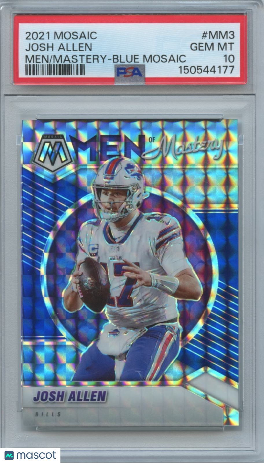 Josh Allen 2021 Mosaic Men Of Mastery Blue Prizm Buffalo Bills 62/99 PSA 10