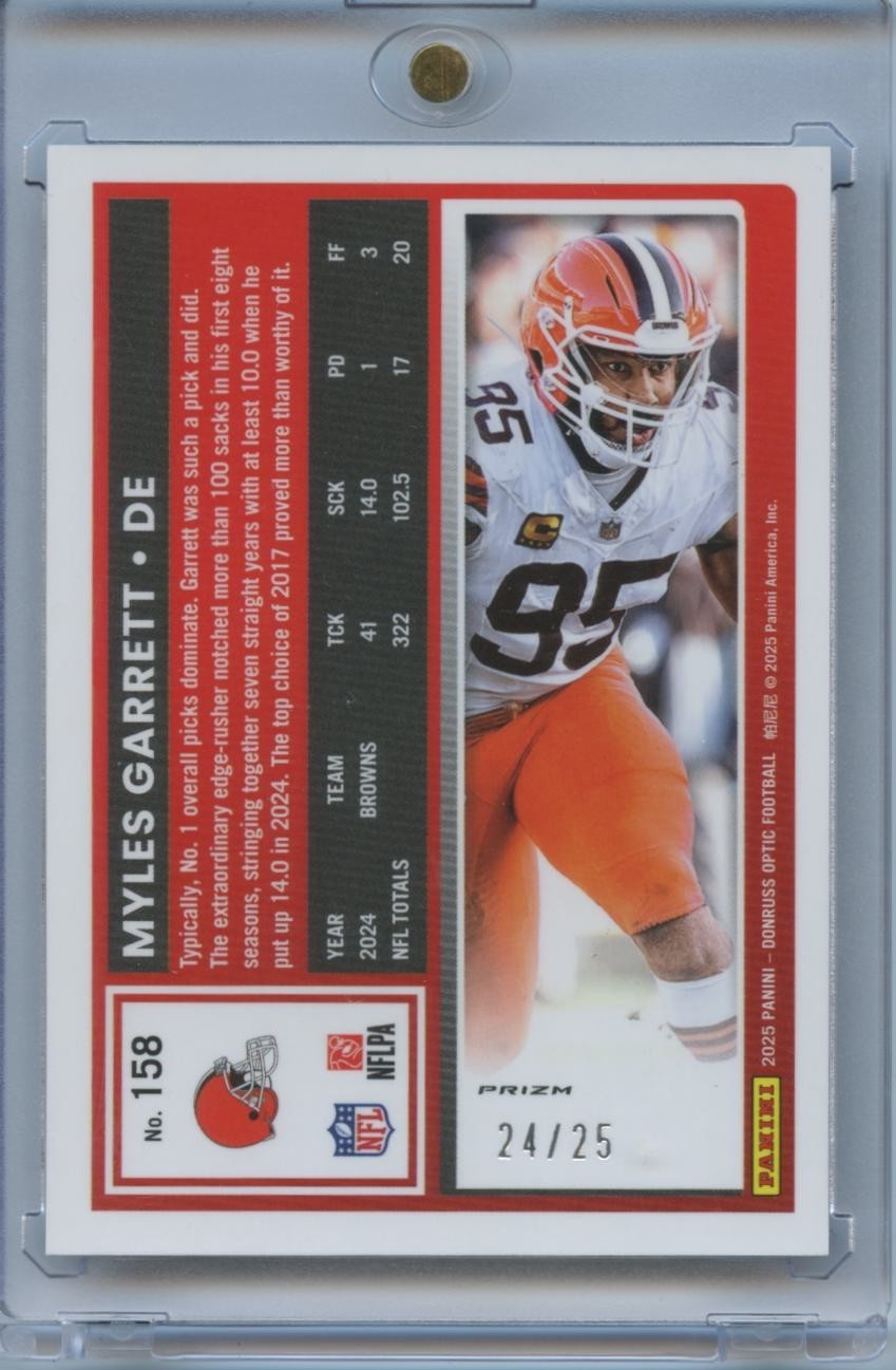 Myles Garrett 2025 Optic Black Pandora Prizm Cleveland Browns 24/25
