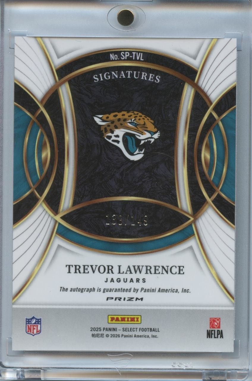 Trevor Lawrence 2025 Select Blue Auto Autograph Jacksonville Jaguars 138/149