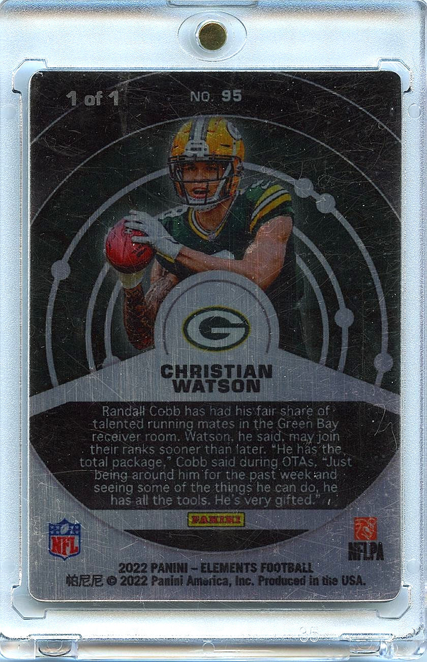 Christian Watson 2022 Elements Hydrogen 1/1 Rookie RC Green Bay Packers