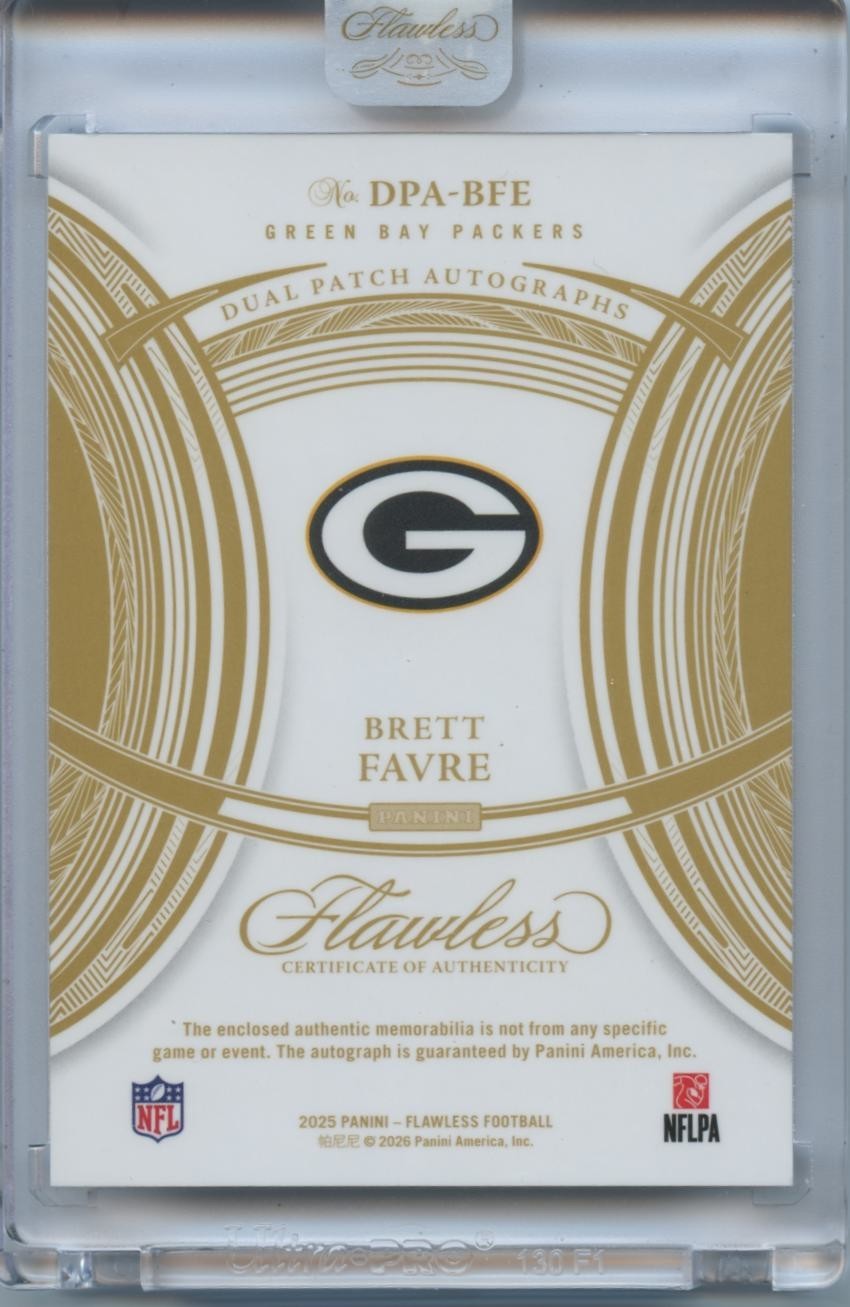 Brett Favre 2025 Flawless On Card Auto Autograph Patch Green Bay Packers 7/25