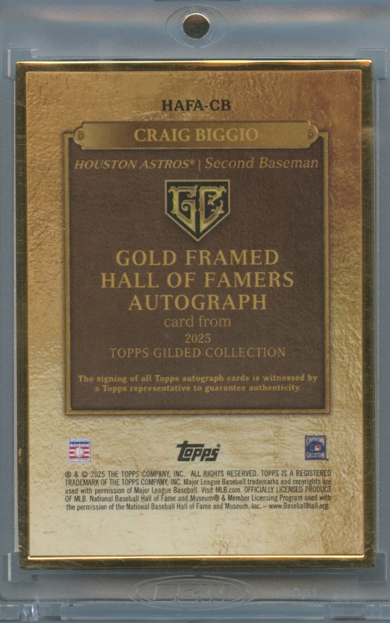 Craig Biggio 2025 Gilded Gold Framed Auto Autograph Houston Astros 95/99
