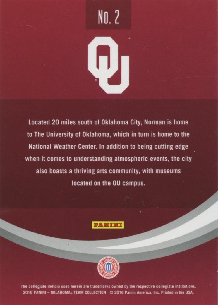 Norman The University of Oklahoma 2016 Panini Multisport BLACK Sooners 6/25