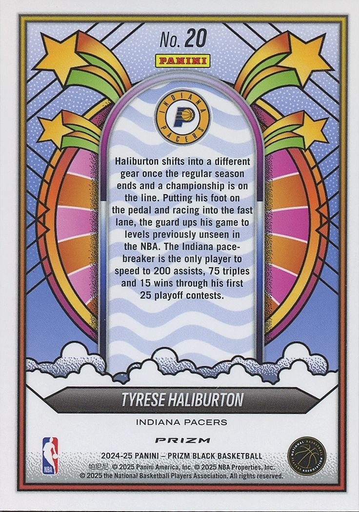 Tyrese Haliburton 2024-25 Prizm Black GROOVY SSP CASE HIT Indiana Pacers #20