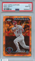 Mike Trout 2024 Topps Chrome Sapphire Orange Refractor LA Angels 9/25 PSA 10
