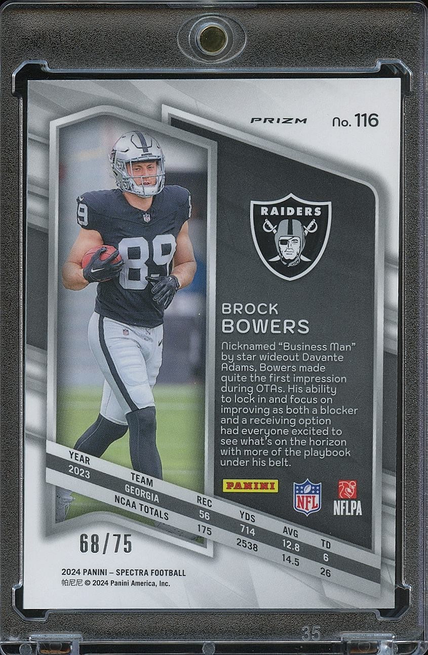 Brock Bowers 2024 Spectra Prizm Rookie RC Las Vegas Raiders 68/75 #116