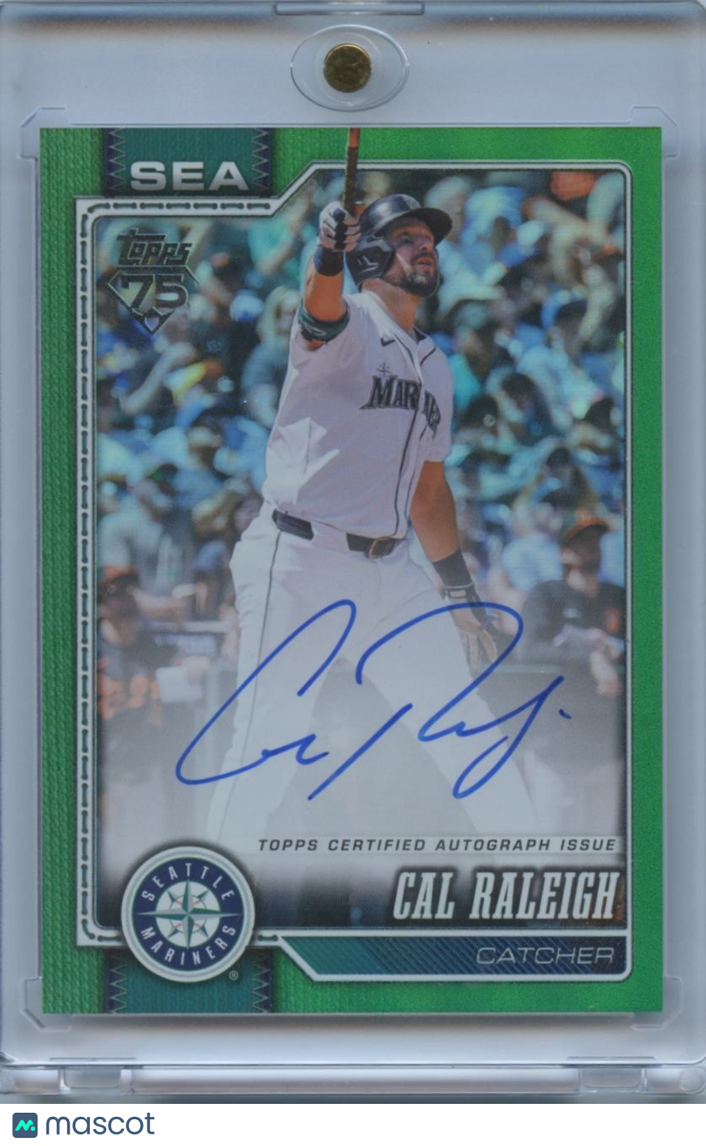 Cal Raleigh 2026 Topps Green On Card Auto Autograph Seattle Mariners 27/99