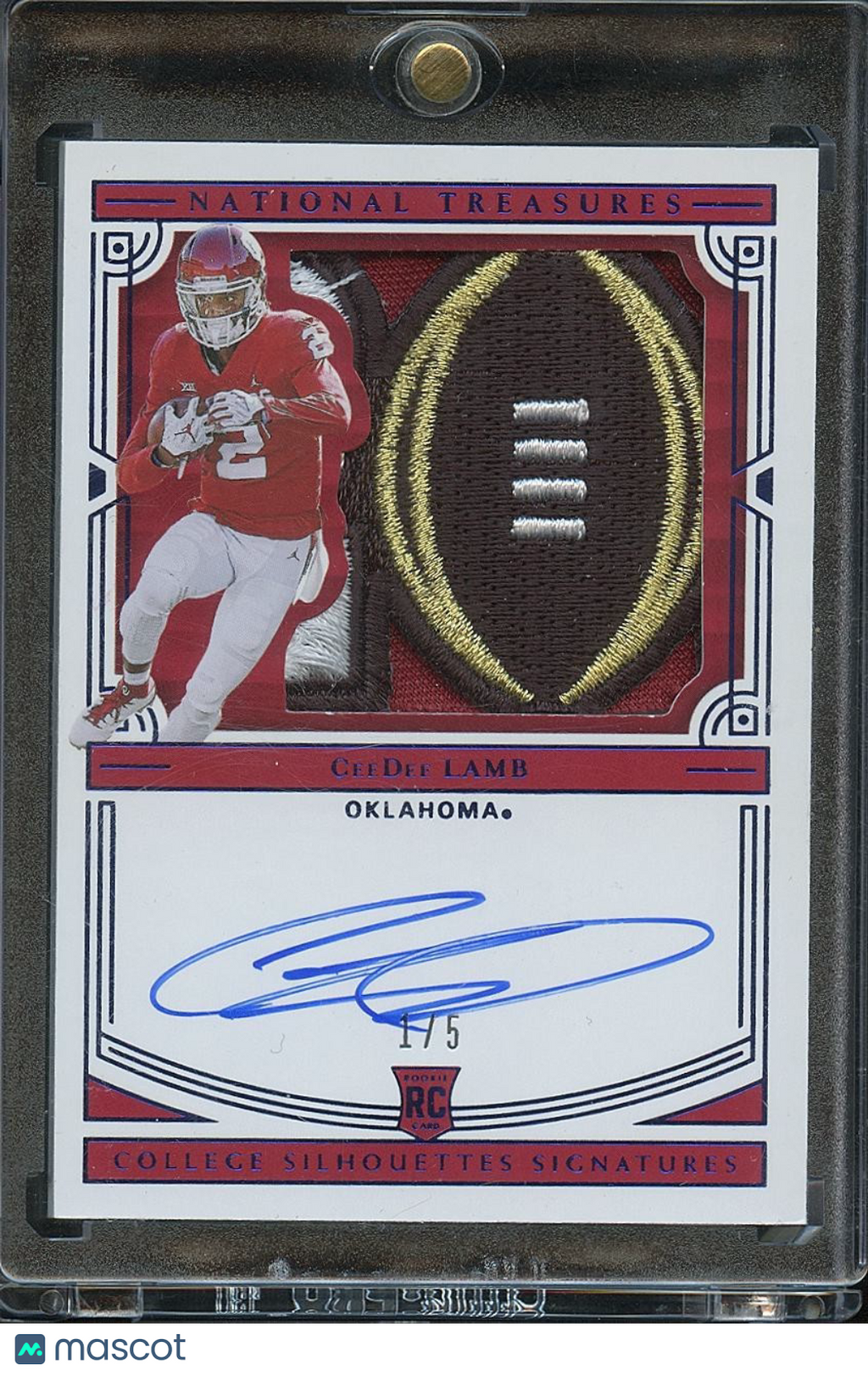 Ceedee Lamb 2020 National Treasures Auto Autograph LOGO Patch RC OU Sooners 1/5