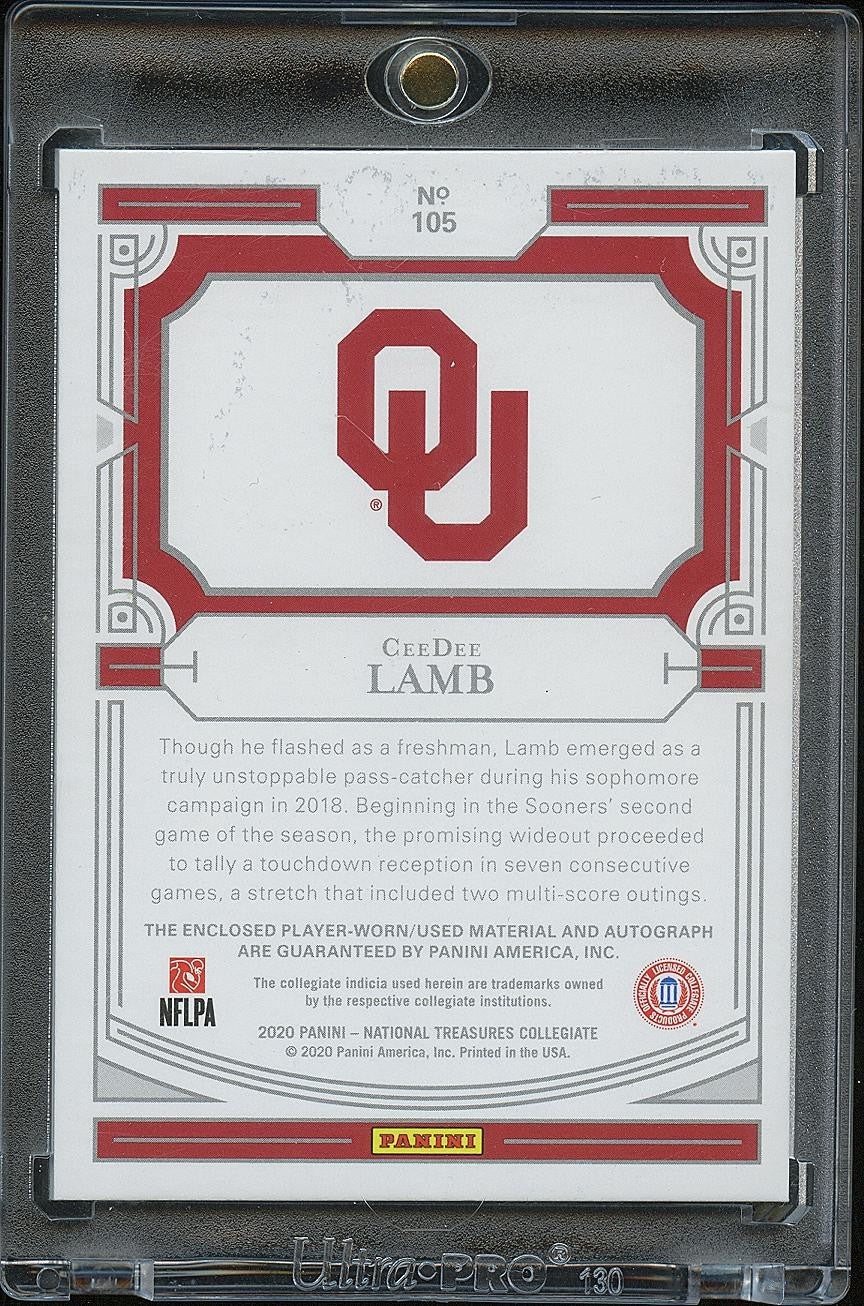Ceedee Lamb 2020 National Treasures Auto Autograph LOGO Patch RC OU Sooners 1/5