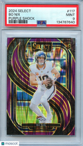 Bo Nix 2024 Select Purple Shock Prizm Rookie RC Denver Broncos 215/360 PSA 9