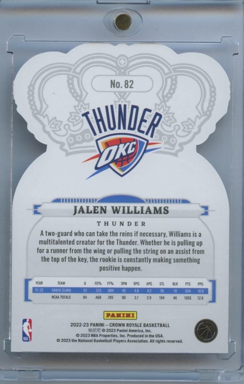 Jalen Williams 2022-23 Crown Royale Pink Rookie RC OKC Thunder 64/75