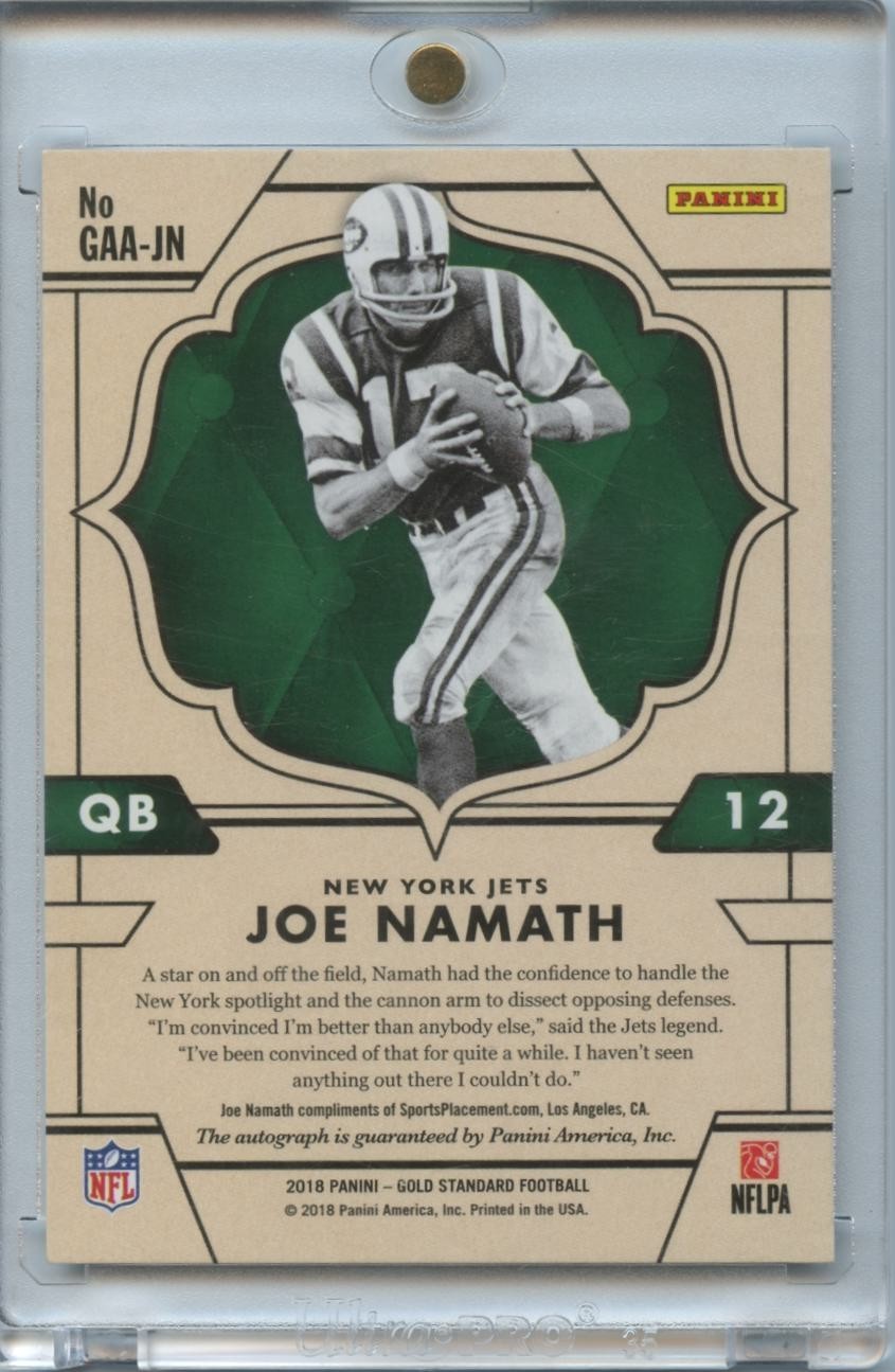 Joe Namath 2018 Gold Standard Golden Age Auto Autograph New York Jets 2/10