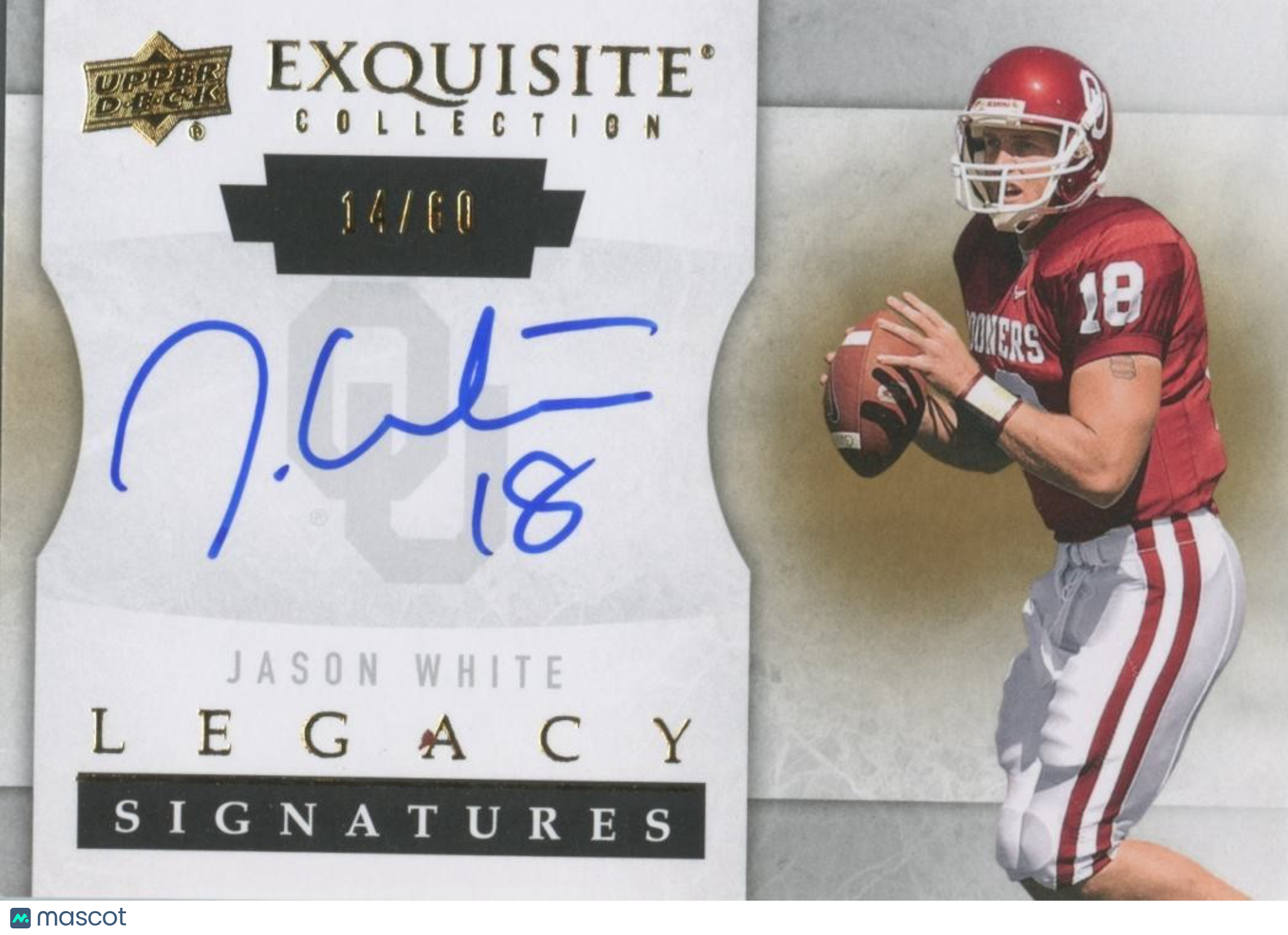 Jason White 2011 Upper Deck Exquisite Auto Autograph Oklahoma Sooners 14/60