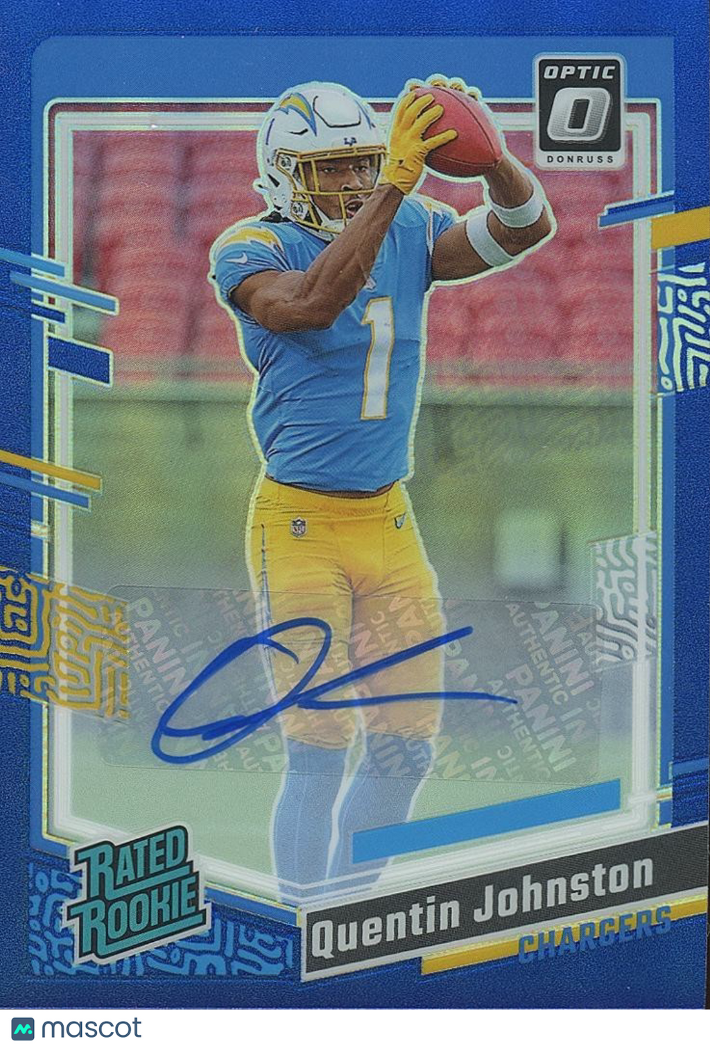 Quentin Johnston 2023 Optic Rated Rookie BLUE Auto Autograph RC Chargers 87/99