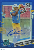 Quentin Johnston 2023 Optic Rated Rookie BLUE Auto Autograph RC Chargers 87/99