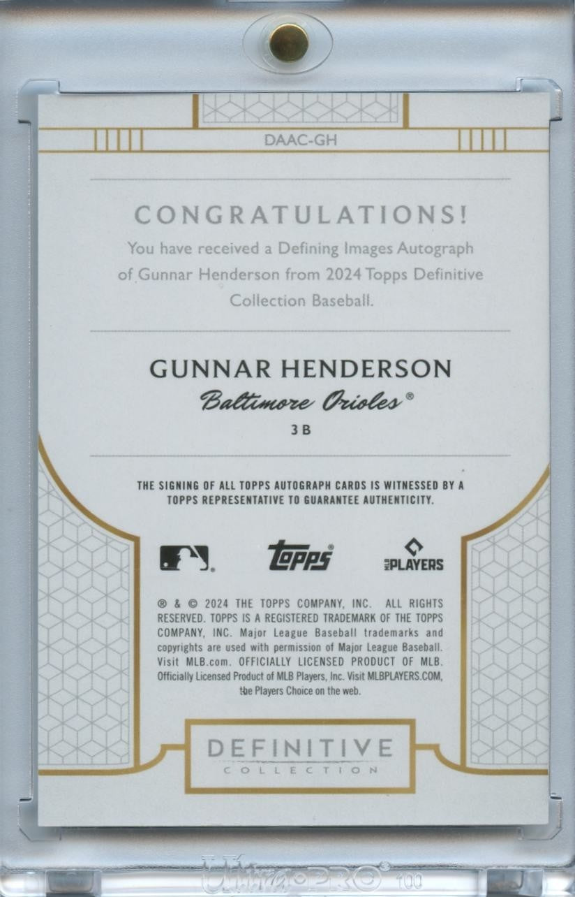 Gunnar Henderson 2024 Definitive On Card Auto Autograph Baltimore Orioles 16/25