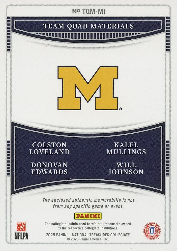 Colston Loveland / Mullings Edwards Johnson 2025 NT Quad Patch Michigan 2/10