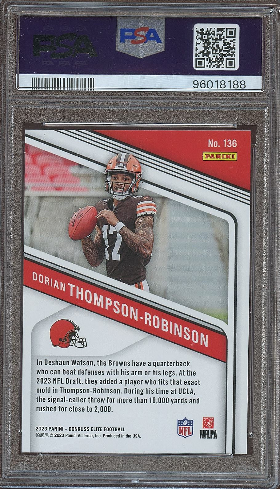 Dorian Thompson-Robinson 2023 Elite Maroon Rookie RC Browns 98/149 PSA 9