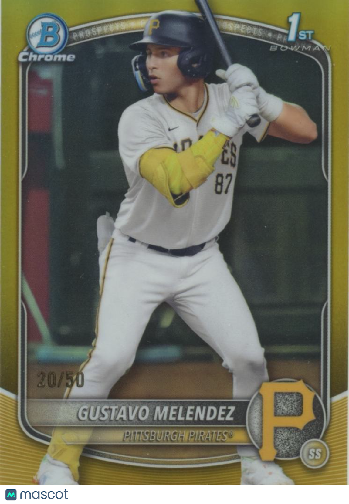 Gustavo Melendez 2025 Bowman Chrome 1st GOLD Refractor RC Pirates 20/50