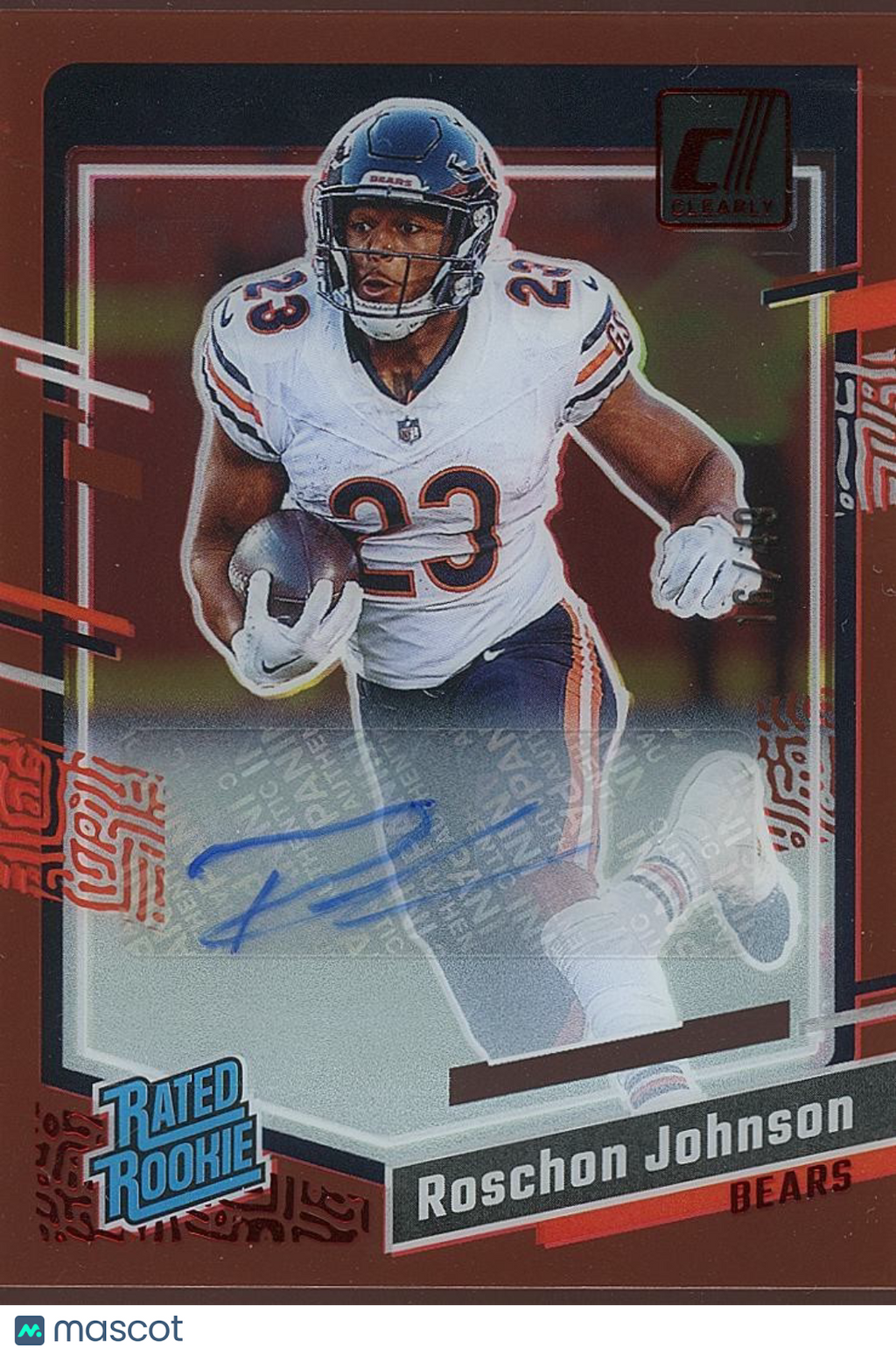 Roschon Johnson 2023 Clearly Donruss RED Auto Autograph RC Chicago Bears 16/49