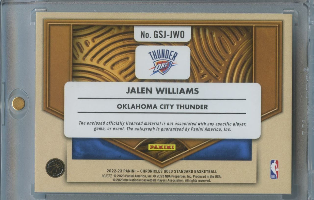 Jalen Williams 2022-23 Gold Standard Auto Autograph Patch RC OKC Thunder 2/25