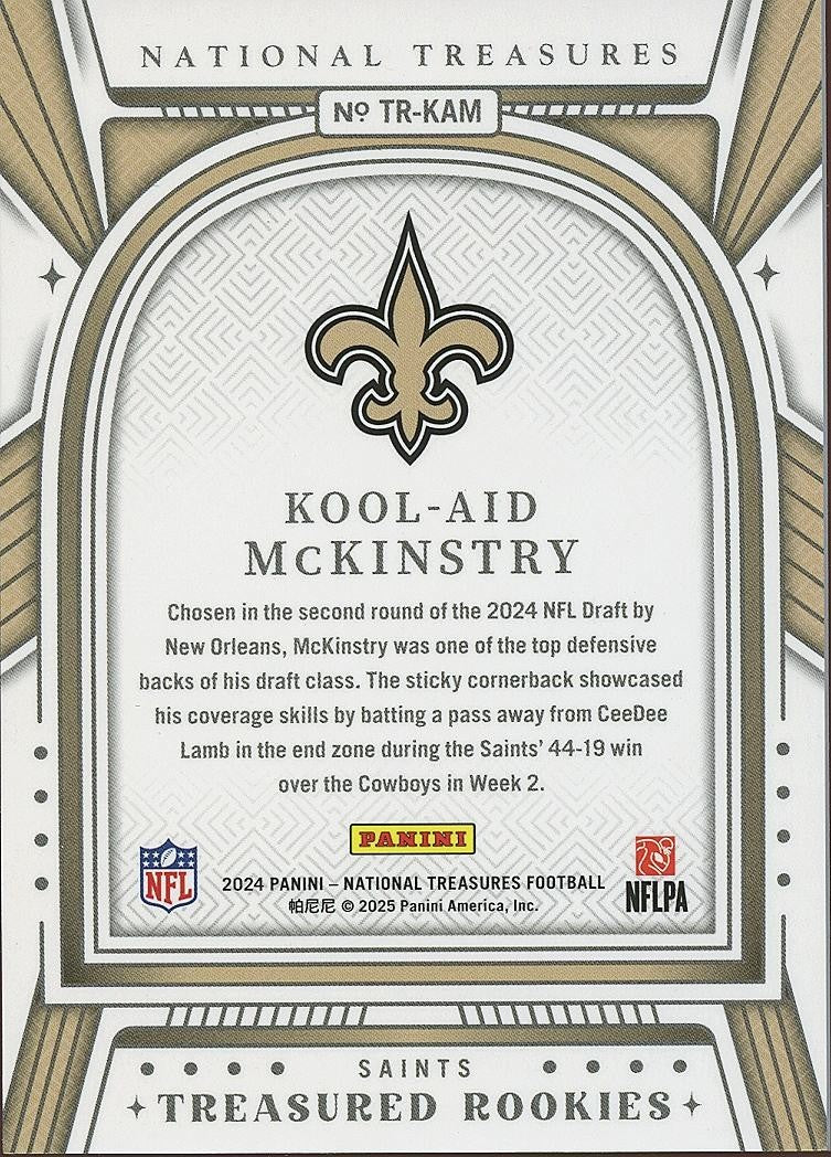 Kool-Aid Mckinstry 2024 National Treasures Rookie RC New Orleans Saints 19/25