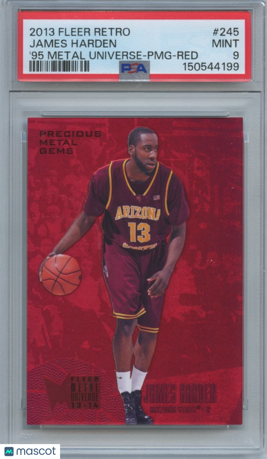 James Harden 2013 Fleer Retro Precious Metal Gems Red Arizona State 95/150 PSA 9