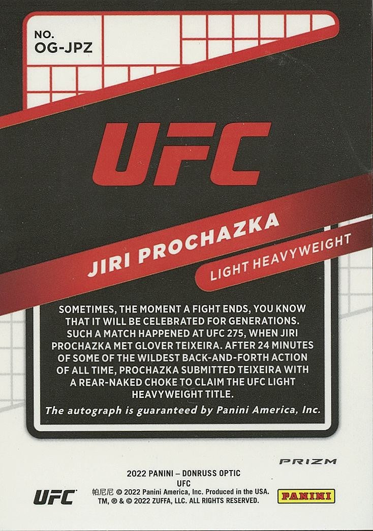 Jiri Prochazka 20222 Optic Opti-Graphs Auto Autograph Holo UFC MMA