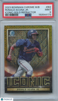Ronald Acuna Jr. 2023 Bowman Chrome Iconic GOLD Refractor Braves 5/50 PSA 9