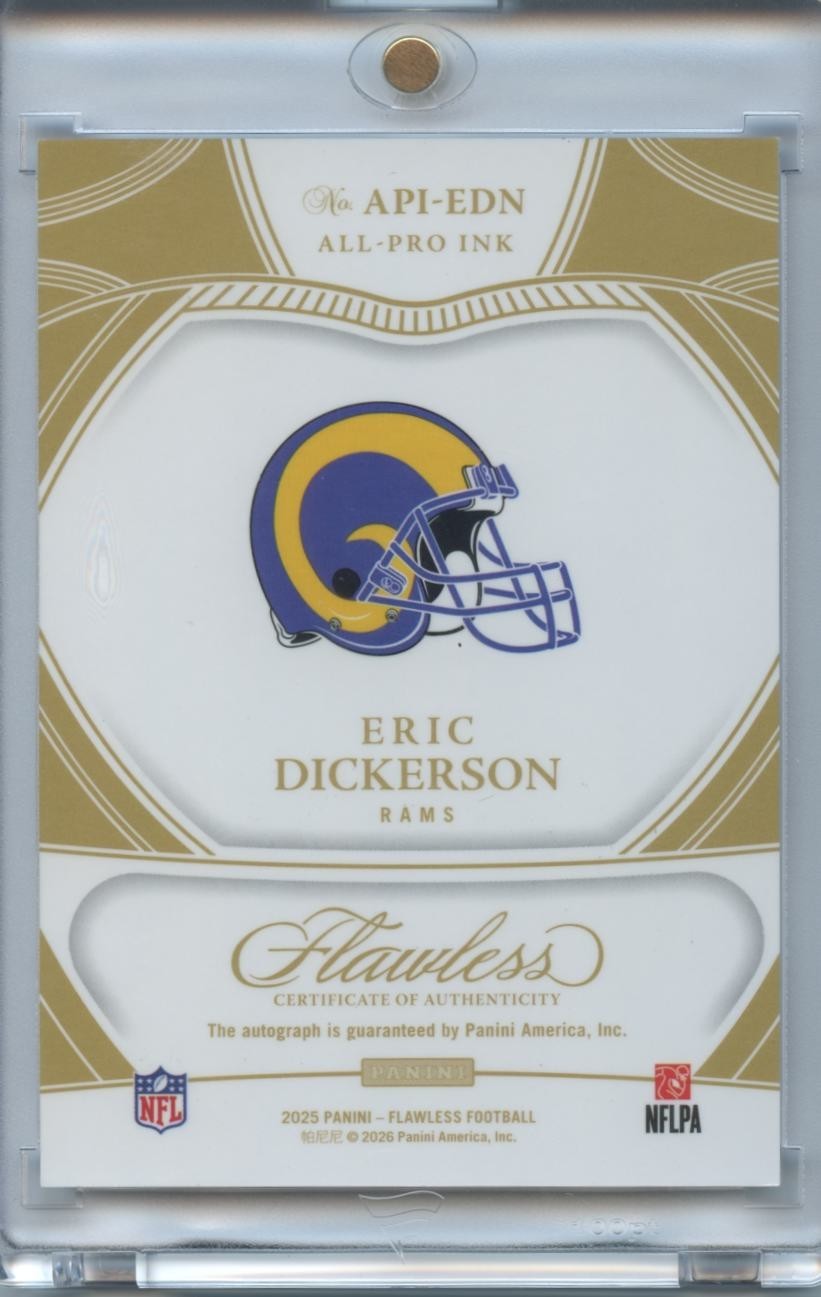 Eric Dickerson 2025 Flawless Auto Autograph Blue Los Angeles Rams 3/10