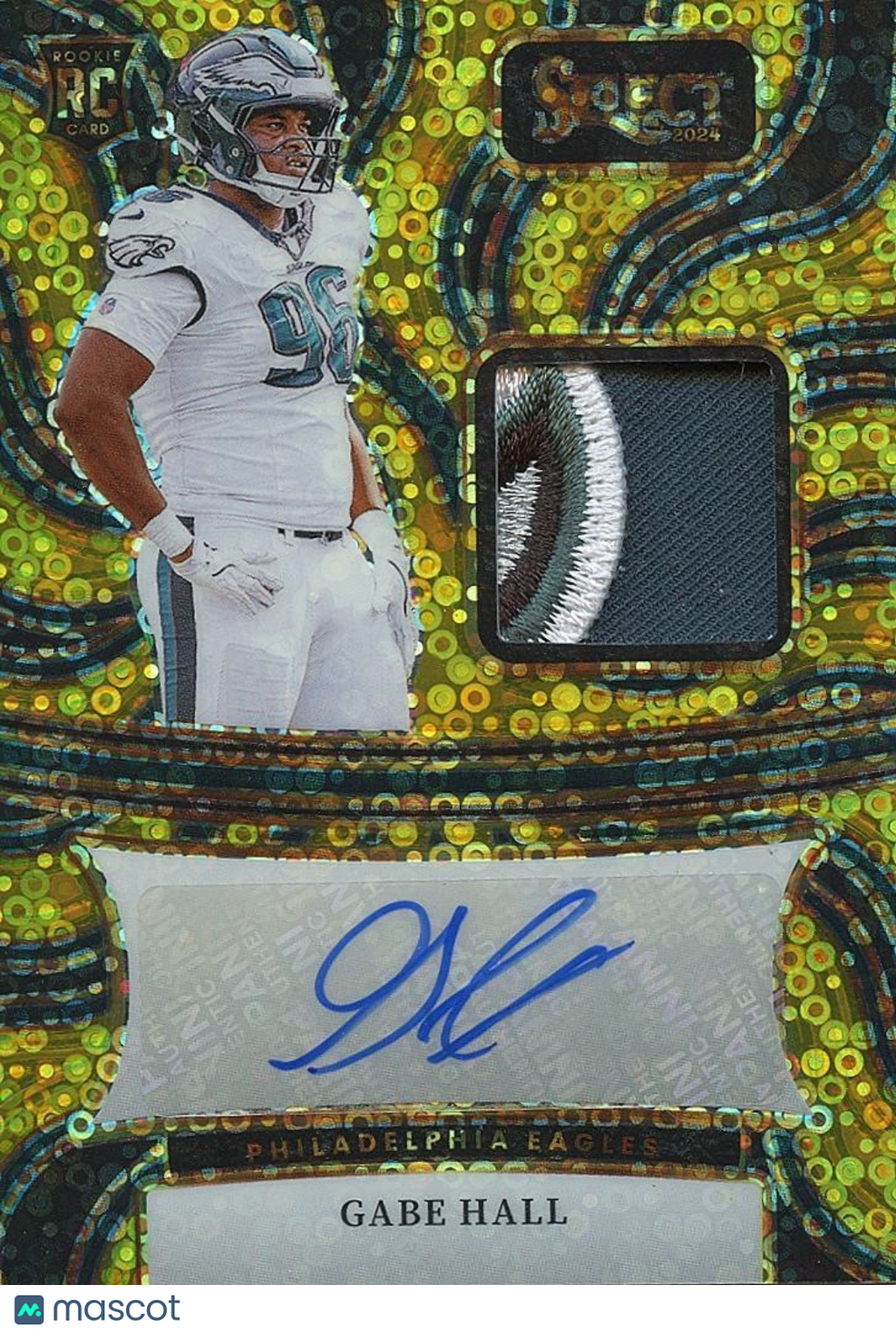 Gabe Hall 2024 Select GOLD Auto Autograph Logo Patch RC Philadelphia Eagles 2/10