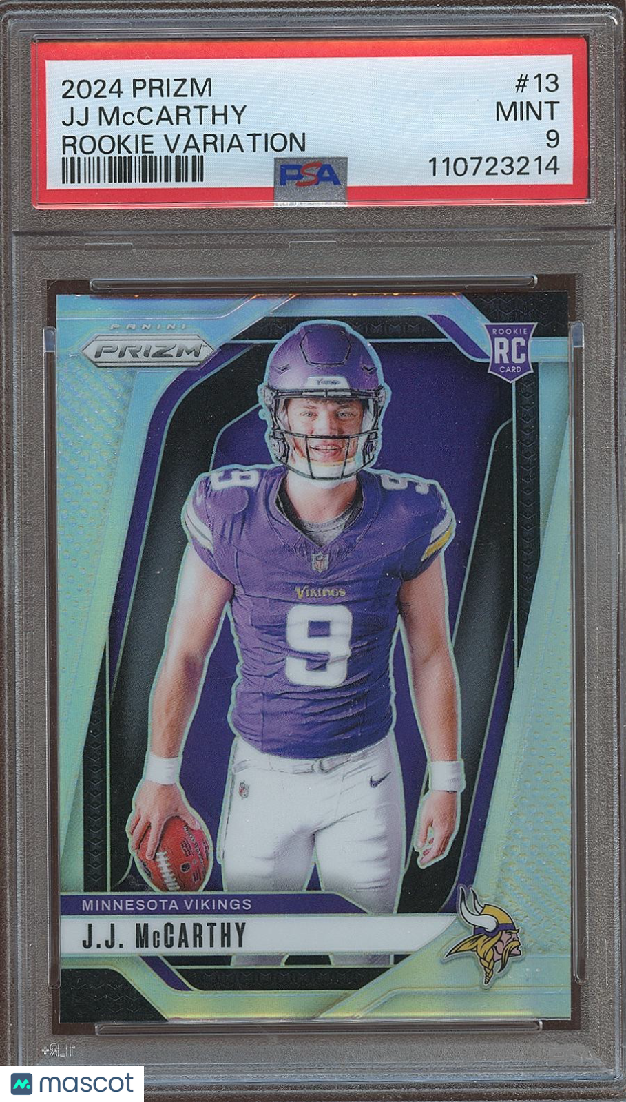 J.J. Mccarthy 2024 Prizm Rookie Variation RC Silver Minnesota Vikings PSA 9
