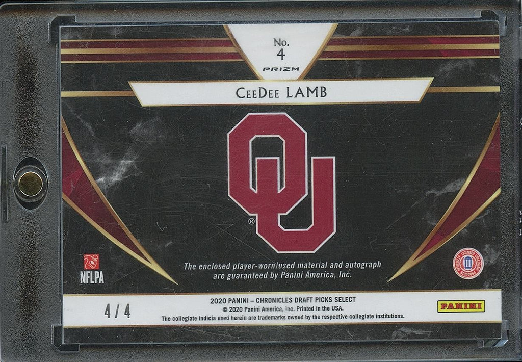 Ceedee Lamb 2020 Spectra Marble Auto Autograph LOGO Patch RC OU Sooners 4/4