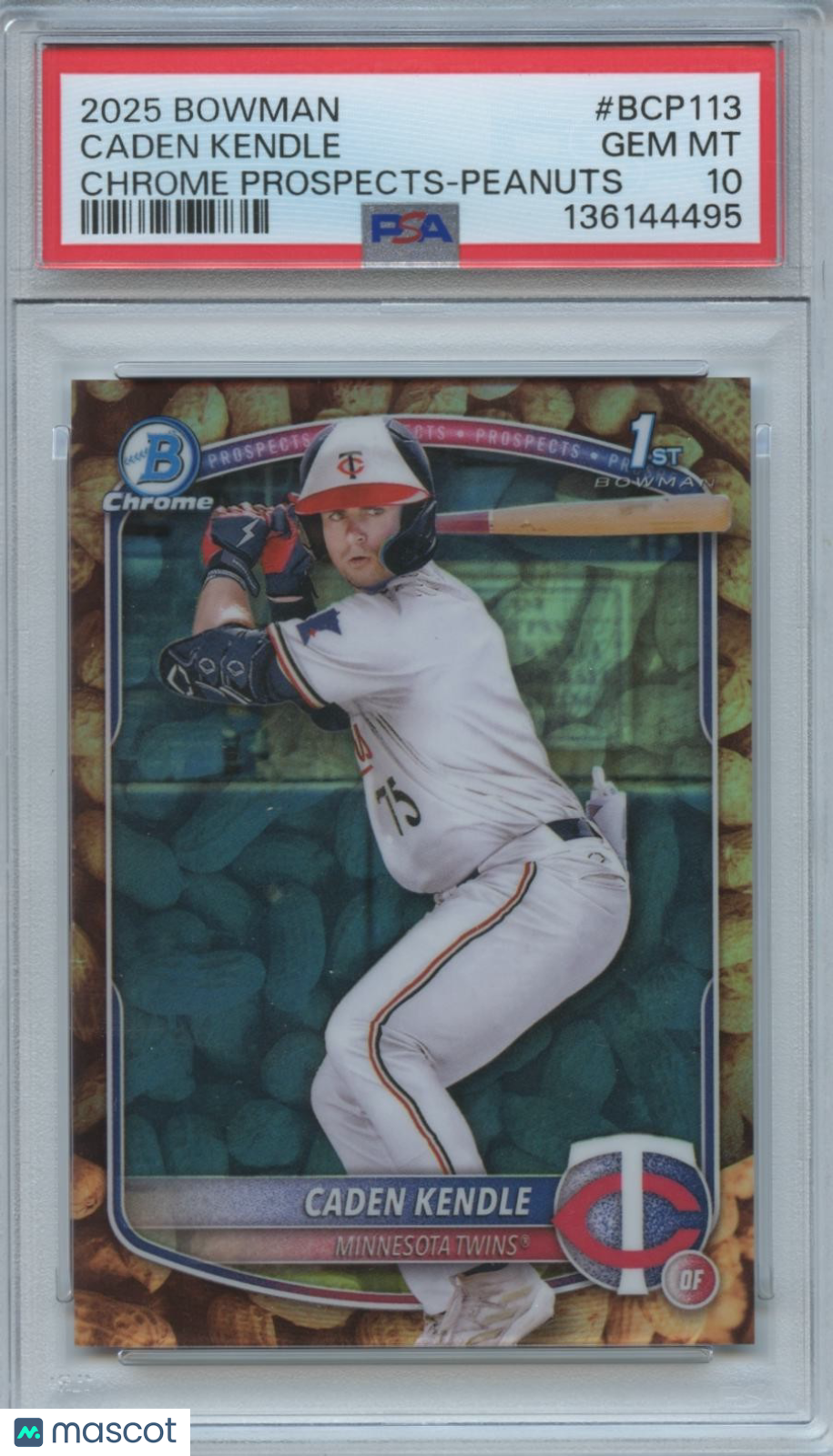 Caden Kendle 2025 Bowman Chrome 1st Peanuts SSP RC Minnesota Twins PSA 10