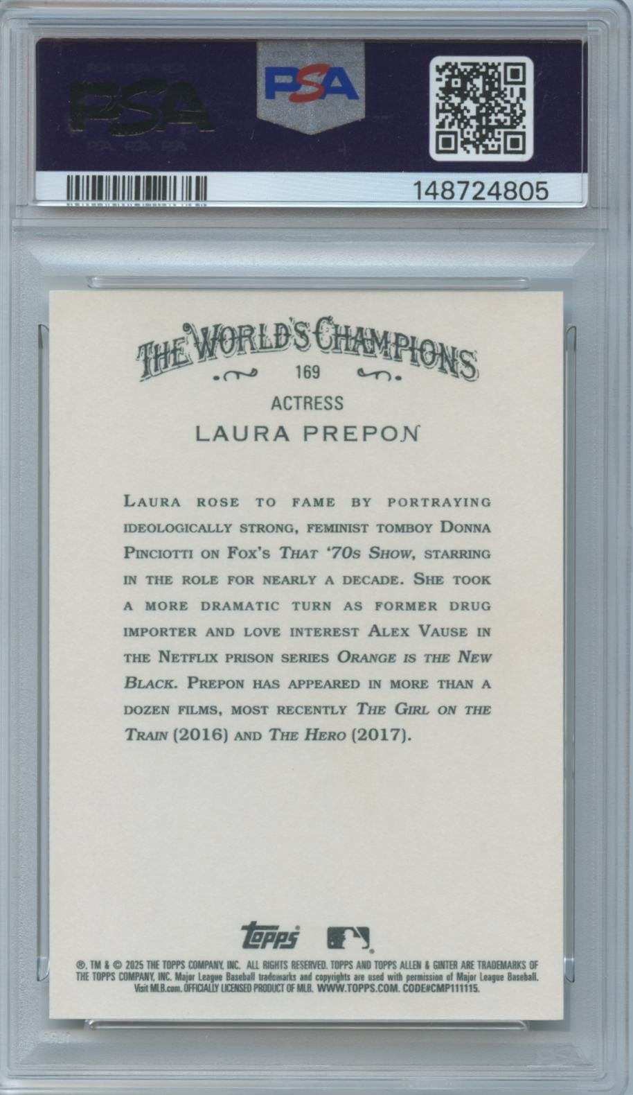 Laura Prepon 2025 Topps Allen & Ginter GOLD Foil Filigree 70's Show 41/50 PSA 10