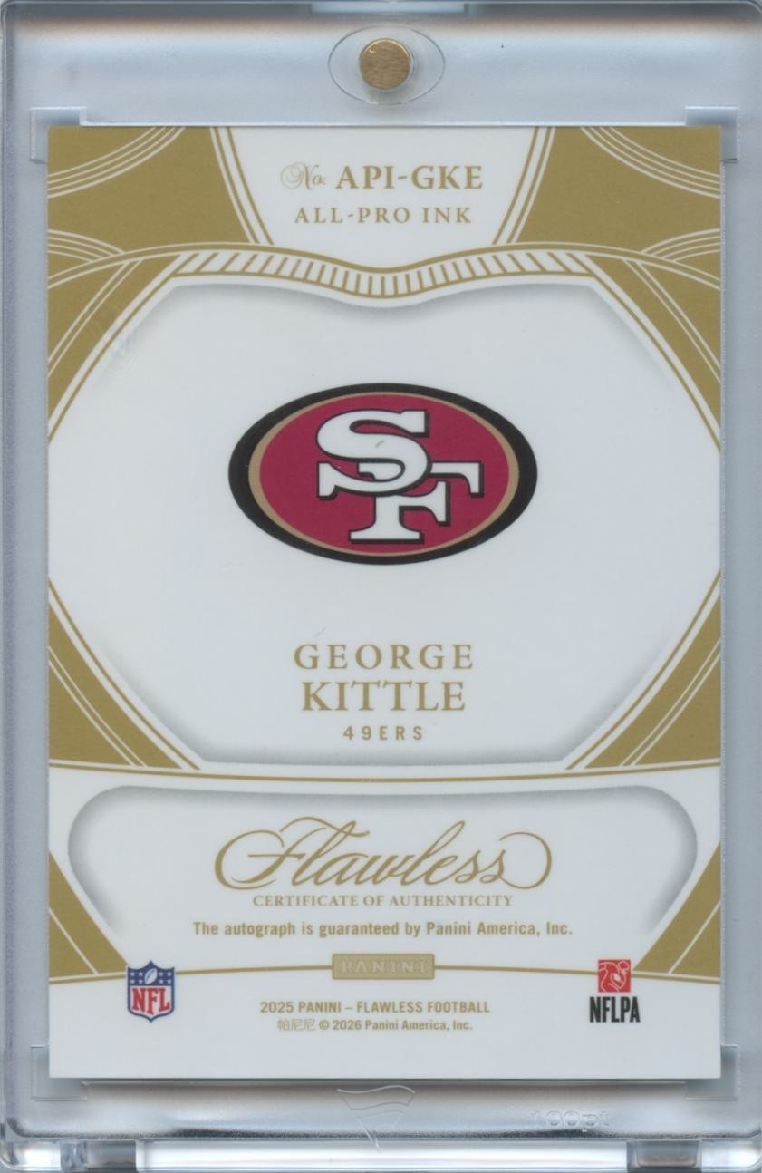 George Kittle 2025 Flawless On Card Auto Autograph San Francisco 49ers 18/25