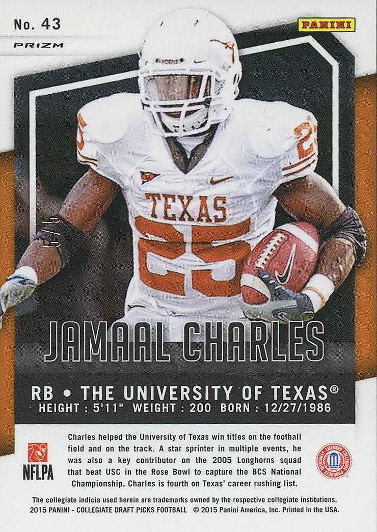 Jamaal Charles 2015 Prizm Draft Emerald Green Prizm SSP Texas Longhorns 5/5