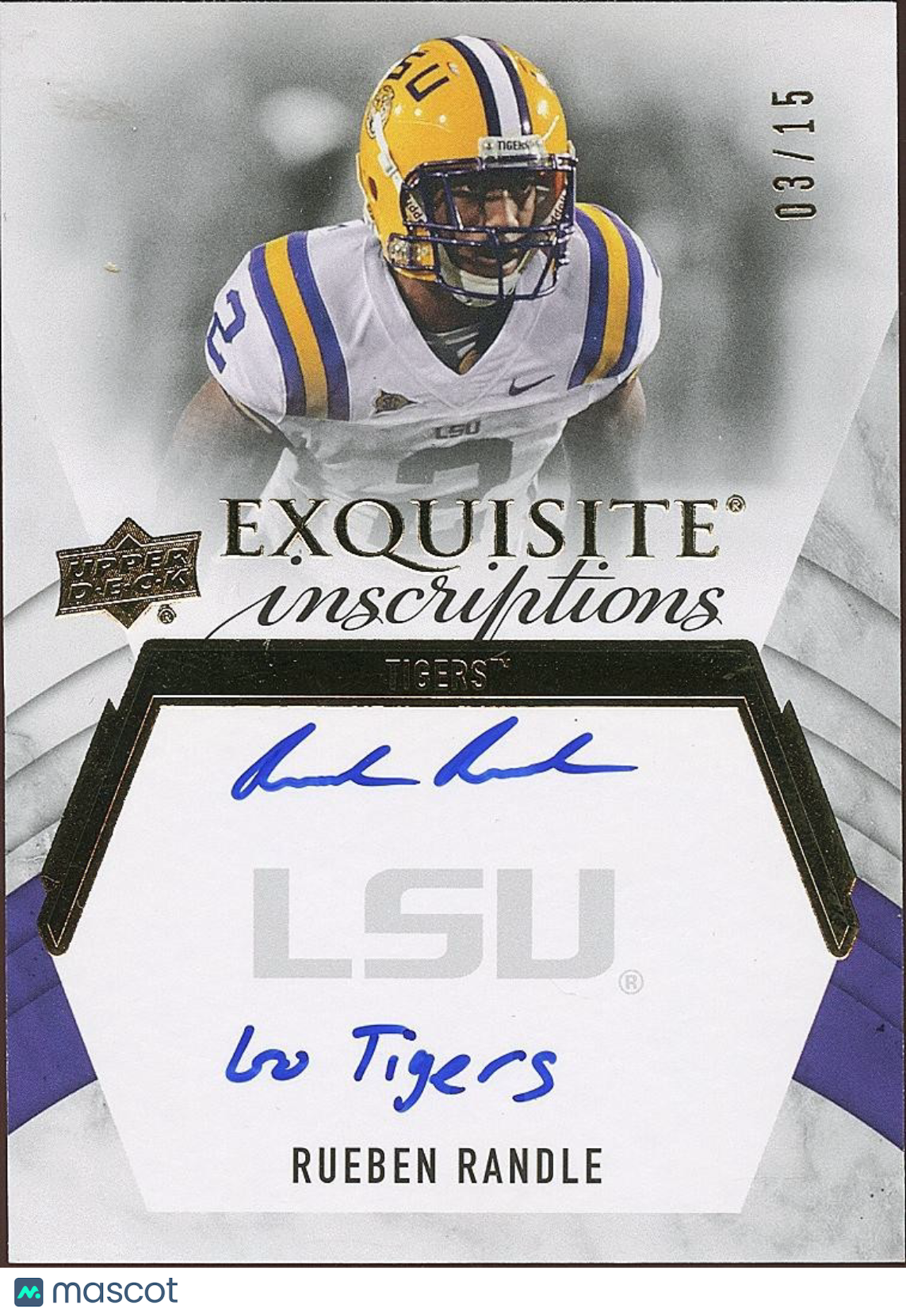 Rueben Randle 2012 UD Exquisite Inscription Auto Autograph LSU Tigers 3/15