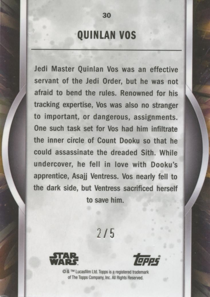 Quinlan Vos 2022 Topps Star Wars Masterwork Black SSP 2/5 #30