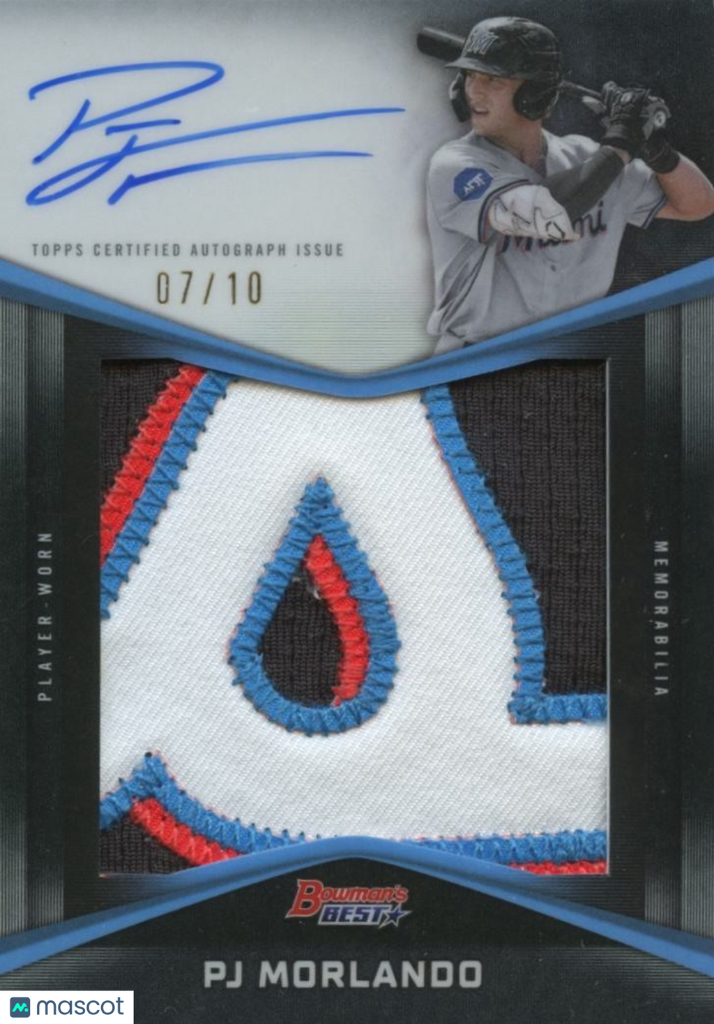 PJ Morlando 2025 Bowman's Best Auto Autograph Patch Black RC Marlins 7/10