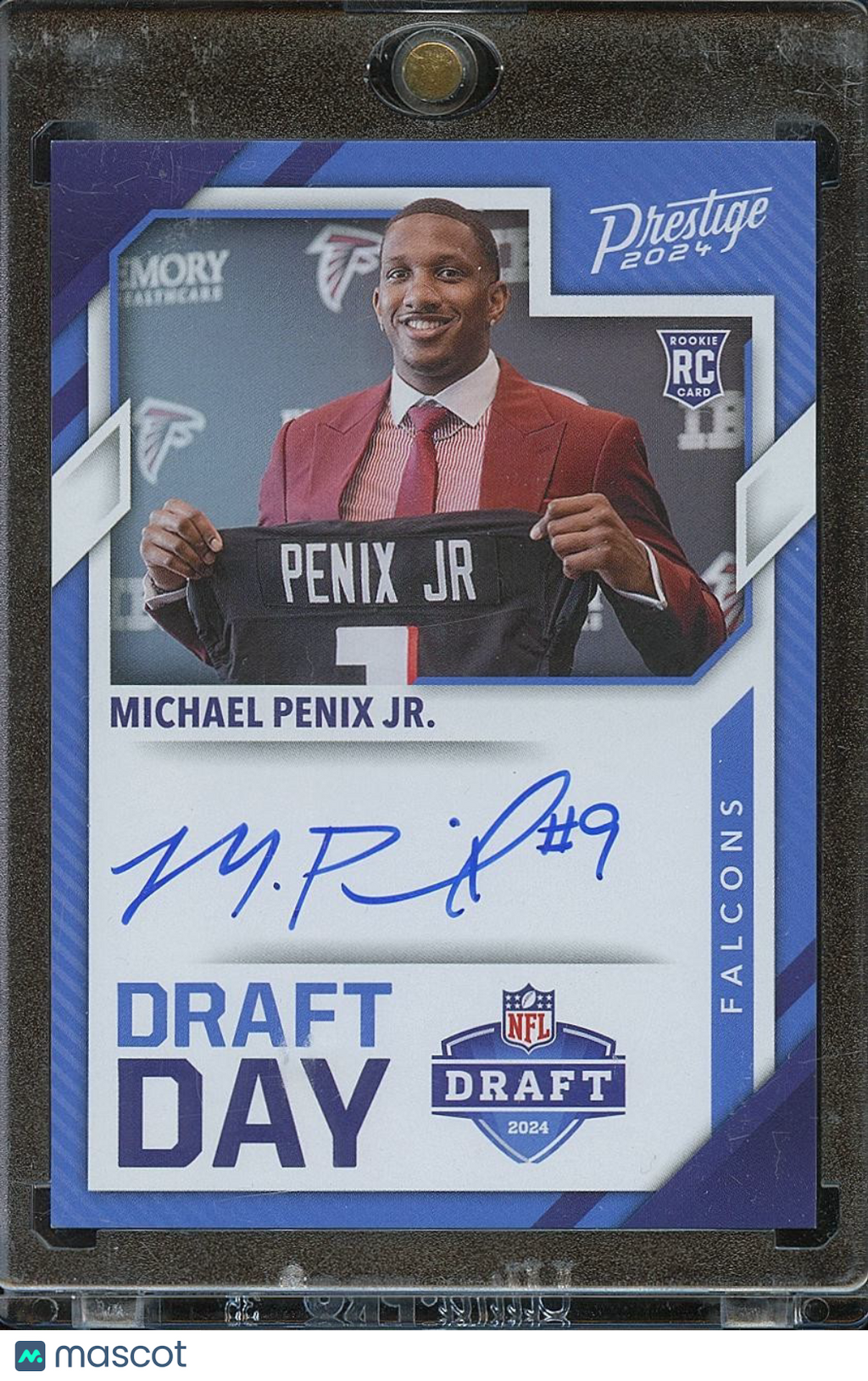 Michael Penix Jr. 2024 Prestige Draft Day On Card Auto Autograph RC SSP Falcons