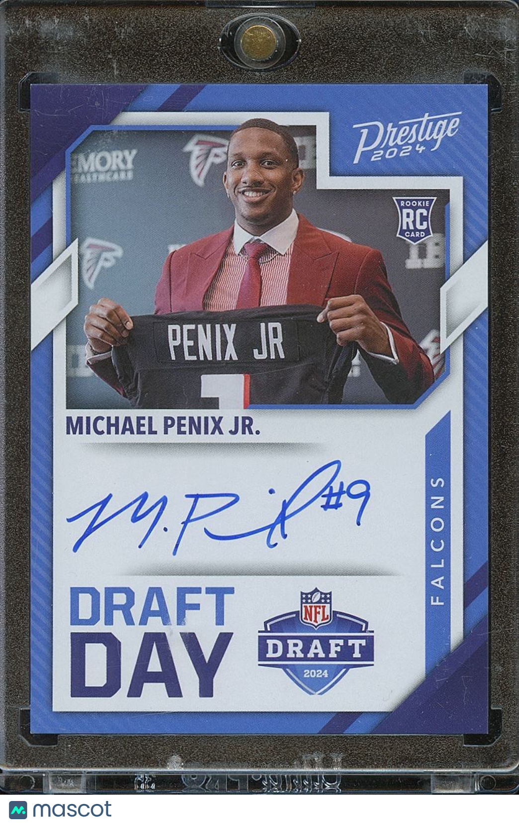 Michael Penix Jr. 2024 Prestige Draft Day On Card Auto Autograph RC SSP Falcons