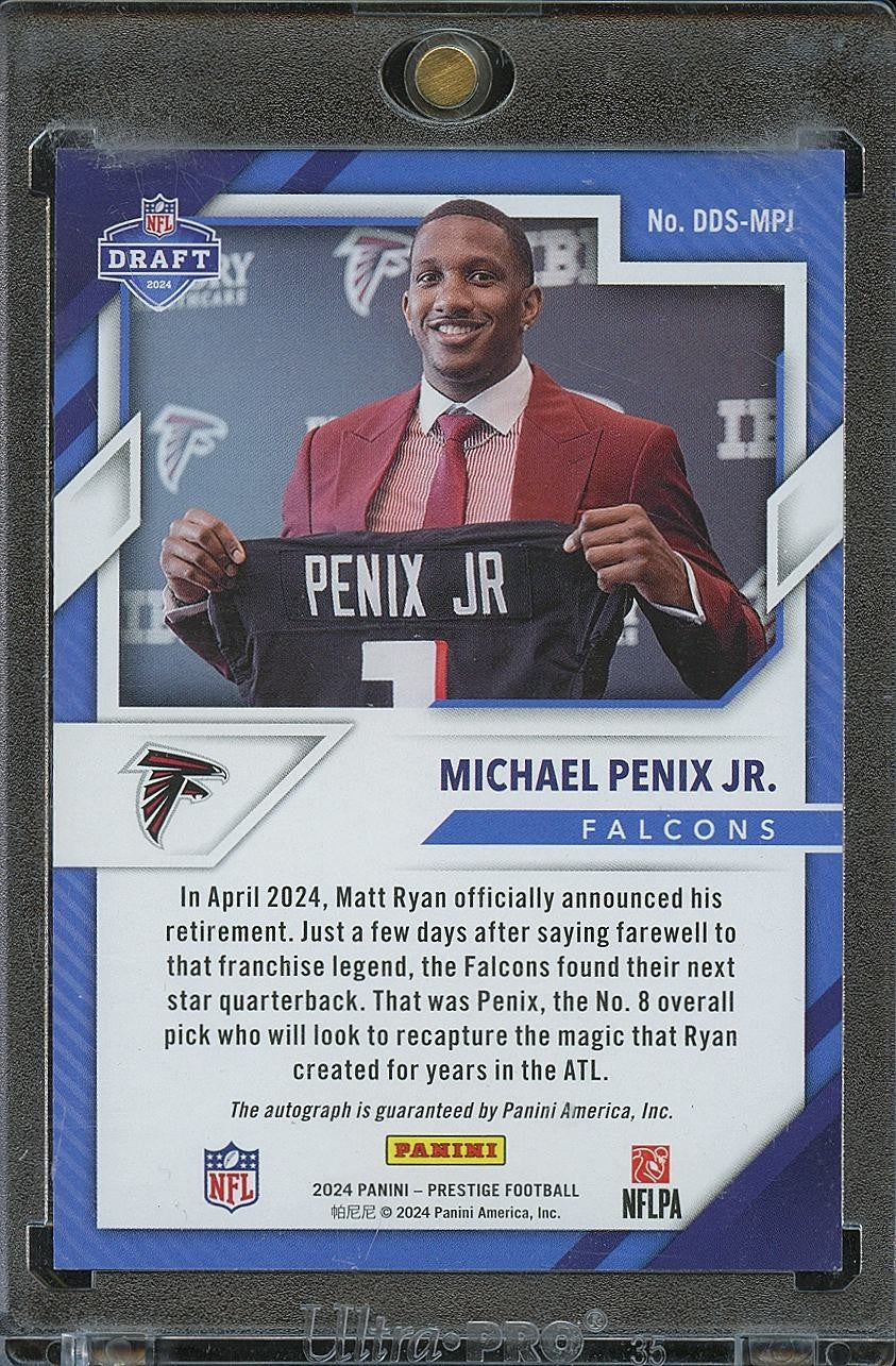 Michael Penix Jr. 2024 Prestige Draft Day On Card Auto Autograph RC SSP Falcons